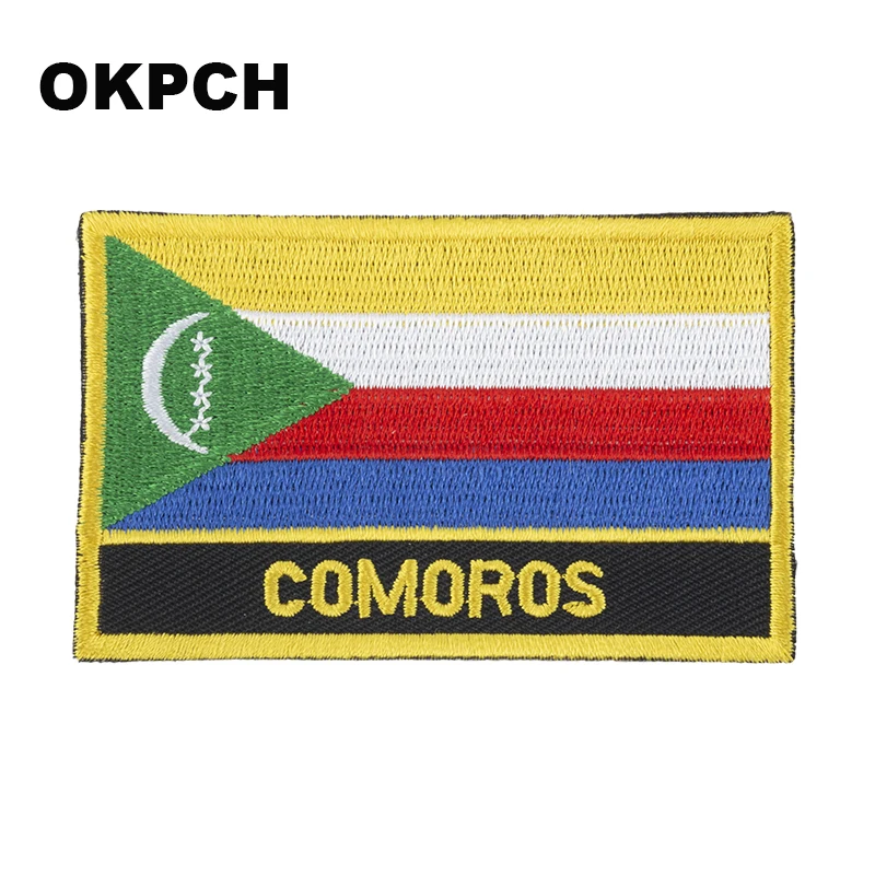 Comoros Flag Embroidery Patches Iron on Saw on Transfer patches Sewing Applications for Clothes in Home&Garden