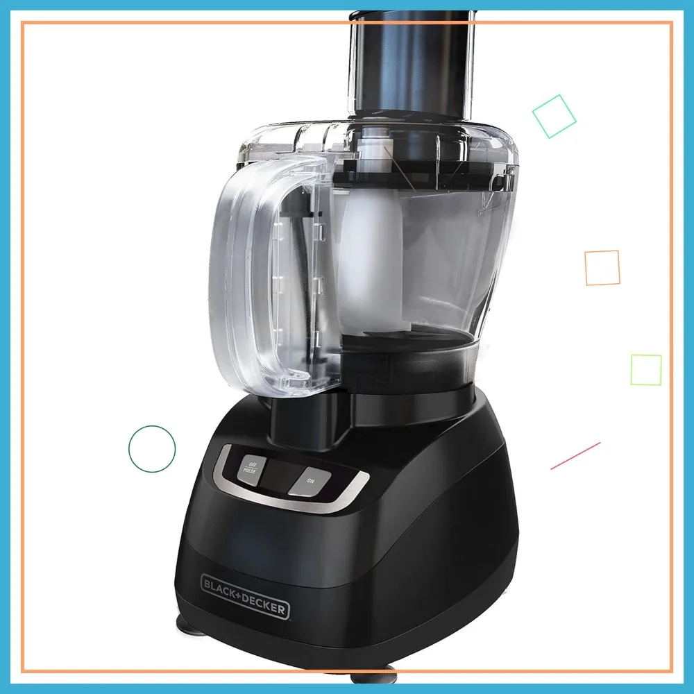 

8-Cup Food Processor, 350W Motor, 2-Speed Pulse, Stainless Steel Blade, Dishwasher Safe Parts, Black