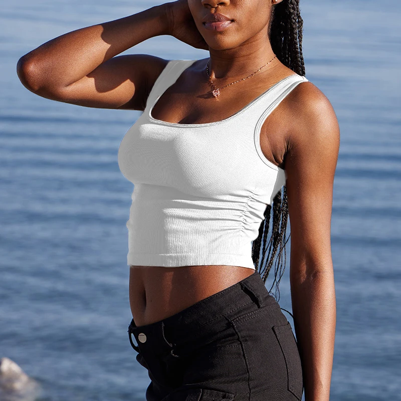 

OQQ Женский спортивный жилет без рукавов с квадратным вырезом для йоги