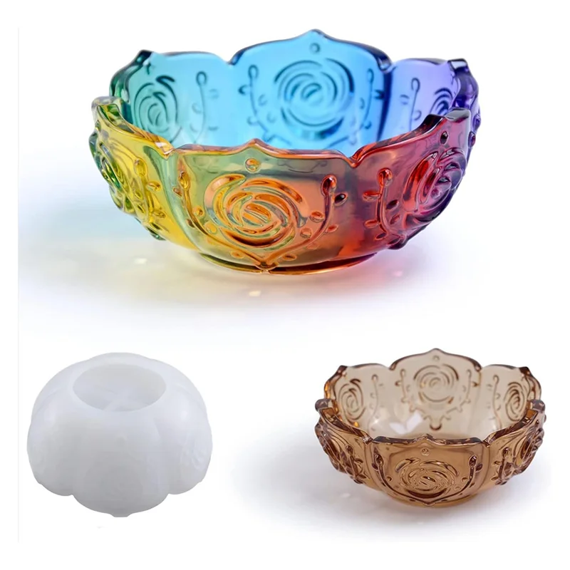 AA63 HEIßER 2PCS Blume Tablett Harz Form, Lotus Schüssel Silikon Form Für Epoxidharz Gießen, harz Beton Form Für DIY Schmuck Holde
