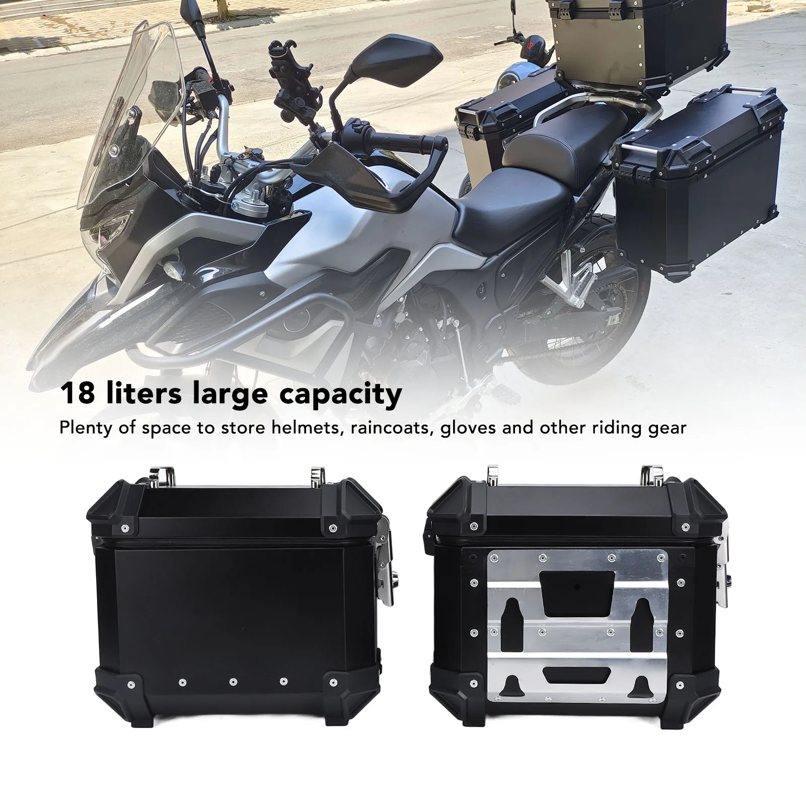 

Боковой чехол для мотоцикла, емкость 18 л, боковая коробка для мотоцикла, съемный пылезащитный чехол из алюминиевого сплава для езды, перчатки для шлема