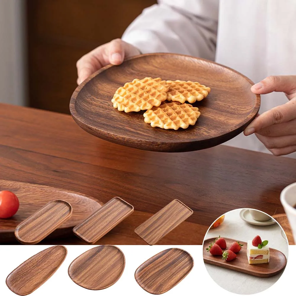 

Muti-size Wood Tray Fruit Plate Waterproof Snack Dishes Walnut Beech Wood Coasters Heat Resistant Square Drink Mat Bowl Teapot