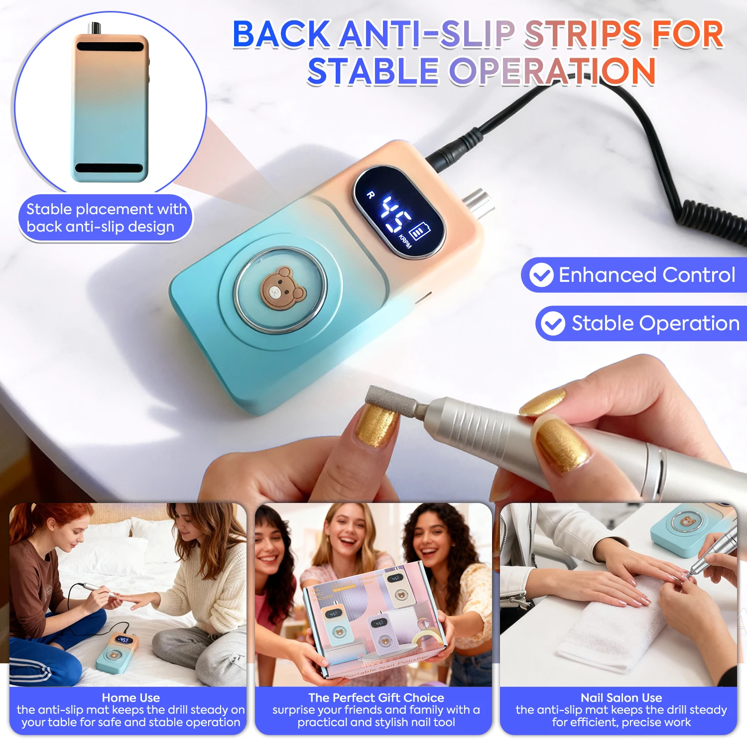 45000rpm profissional recarregável elétrica máquina de broca do prego portátil sem fio arquivo de unhas para unhas de gel acrílico remover