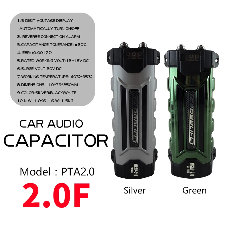 CEOBBLIFE PTA2.0 Car Audio Digital Display Capacitor  Car Audio Accessories Electrolytic  Hybrid Capacitor Car Amplifier