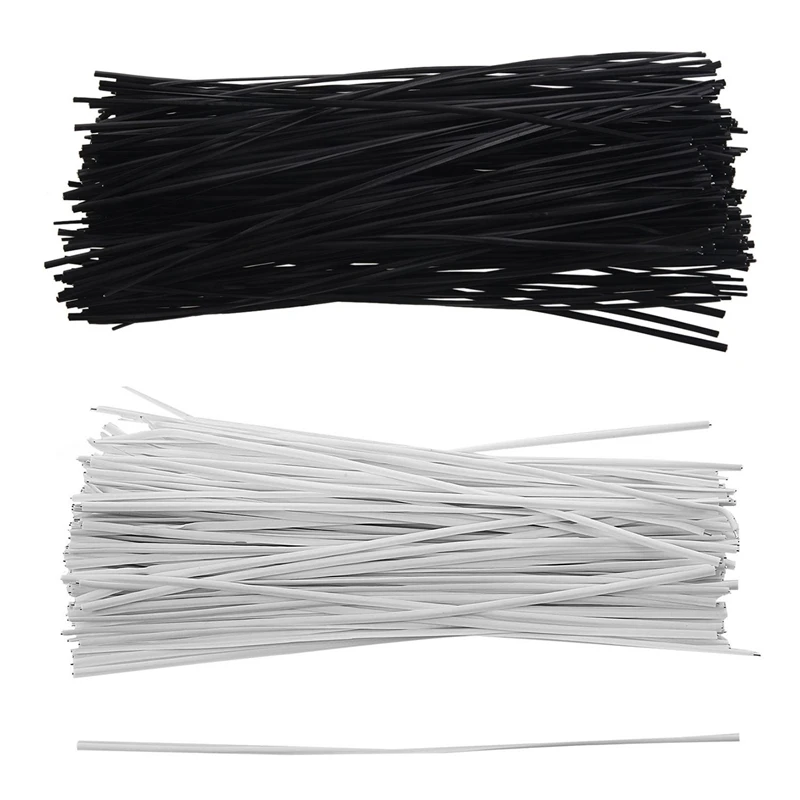 330Pcs Cable Organizer Binding Packaging Wire Twist Ties - 130Pcs White 150X2.2Mm & 200Pcs Black 50 X 1.8Mm