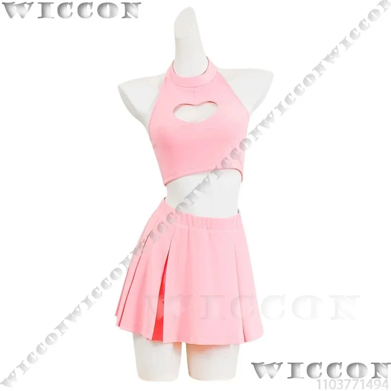 

a7d@Misa Anime Coaplay Pink Jumpsuit Beachsuit Sexy Dress Jirai Kei Girl Women Daily Hot Suit Blonde Wig Prop Halloween Customiz