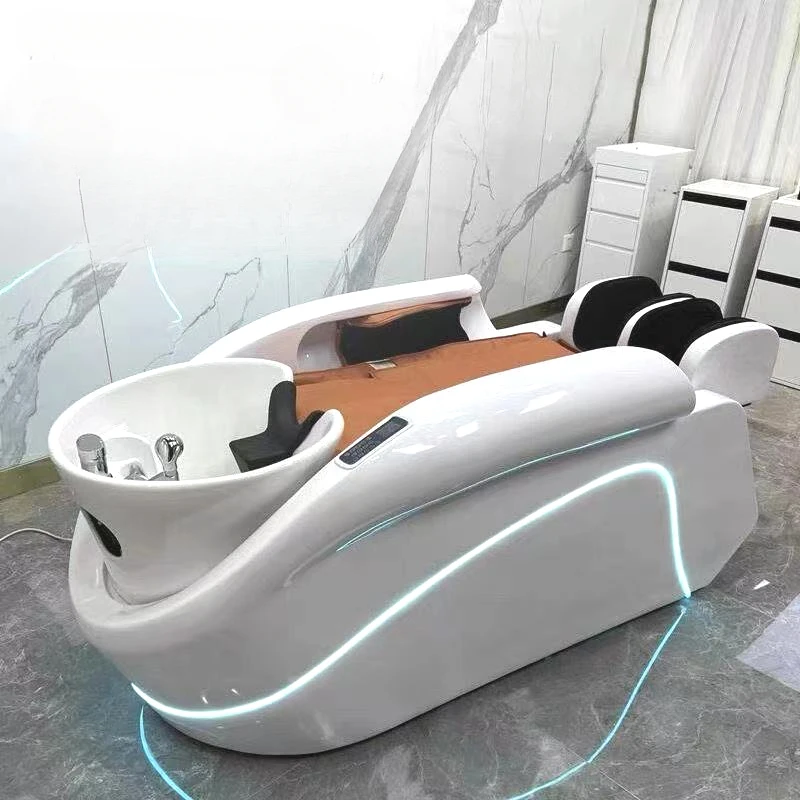 Smart Electric Massage Shampoo Chairs Barber Shop Hair Salon Lounge Fumigation Shampoo Bed Salon Furniture Silla De Champú FYSB