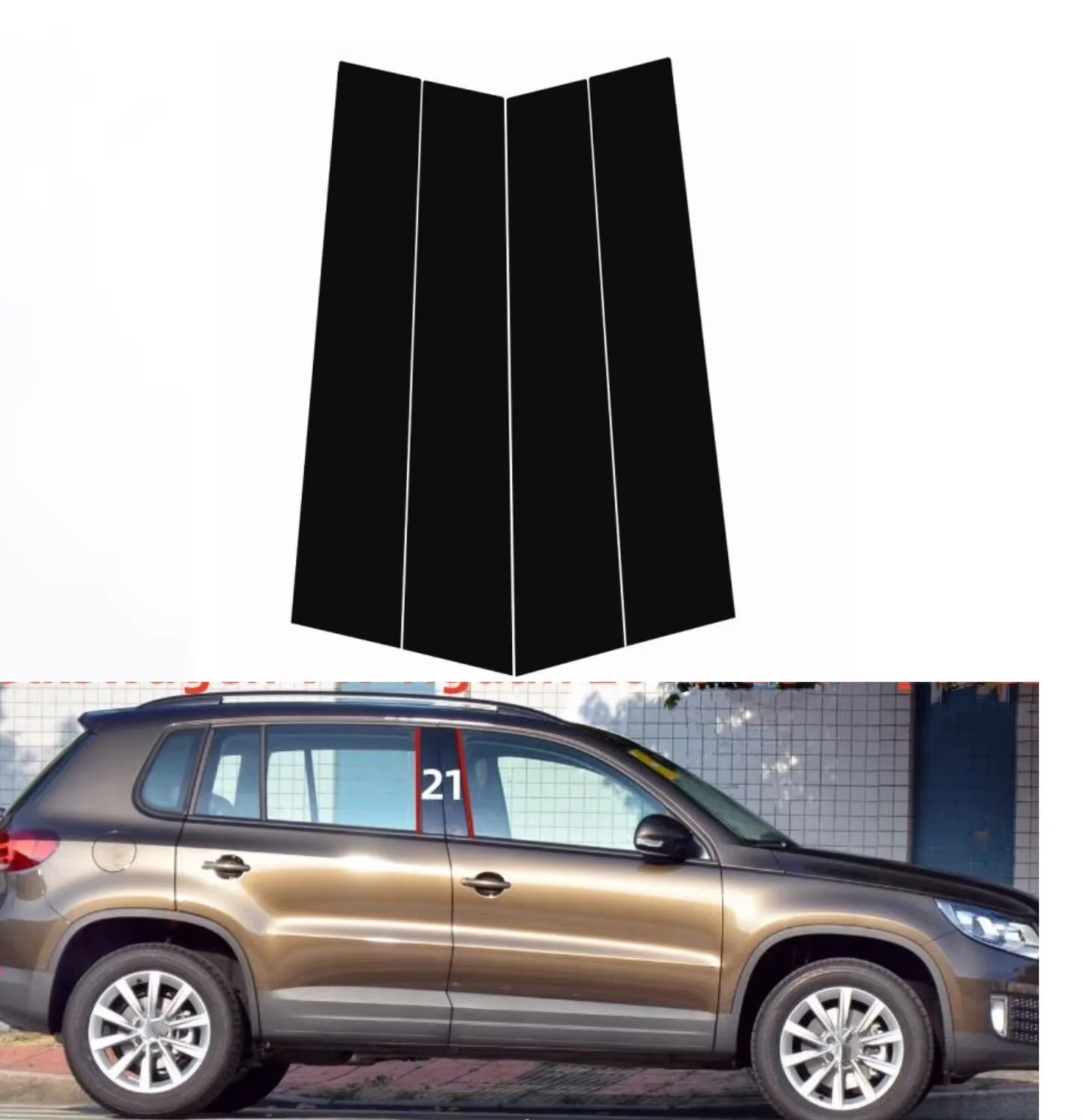 4Pcs Glossy Black Pillar Posts Cover Fit forVolkswagen VW Touran 2010 2012 2013-2017 Window Car Door Trim BC Column Sticker