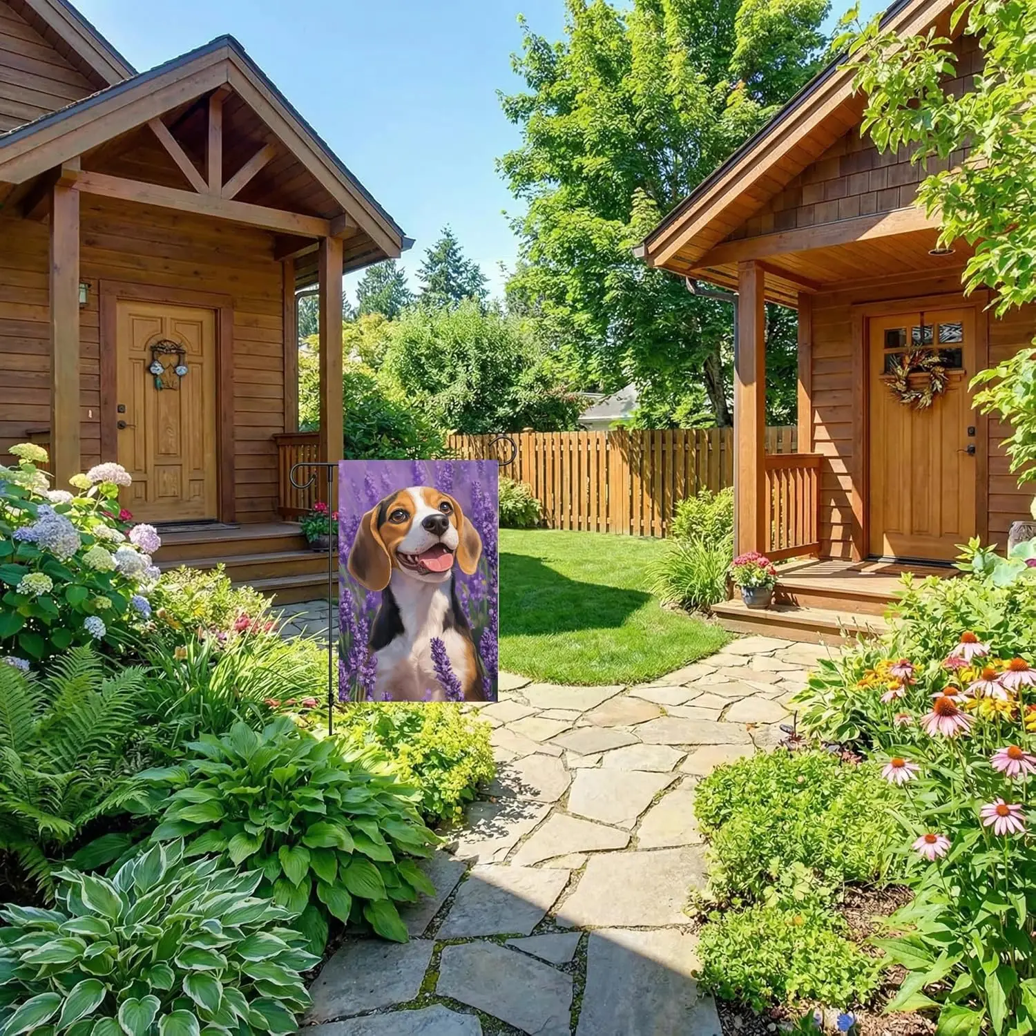 Lavender Beagle Garden Flag 12x18 Inches Double Sided Small Burlap Spring Summer Dog Seasonal Welcome Yard Porch Decoration  ZZM
