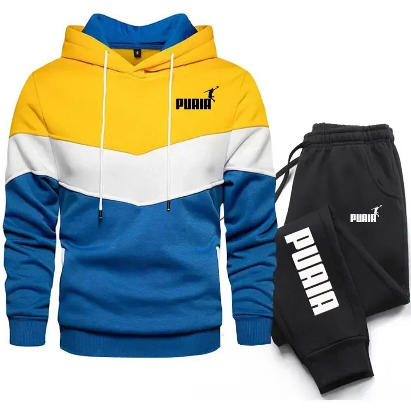 Conjunto de sudadera con capucha y pantalones de chándal para hombre, traje informal de baloncesto y jogging, Moda de Primavera y otoño, 2024, 2 uds.