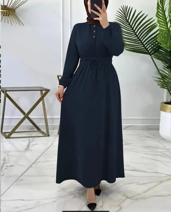 Modest Ramadan Muslim Women Long Dress Buttons Abaya Eid Dubai Vestidos Saudi Arabic Robe Morocco Kaftan Jalabiya Abayas Dresses