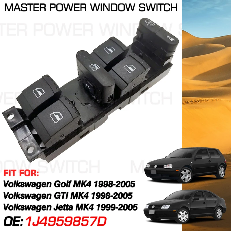 Car Window Control Switch Master Button 1J4959857D 9 Pins For Volkswagen VW Golf GTI Jetta MK4 1998-2005 3BD959857 1J4959857