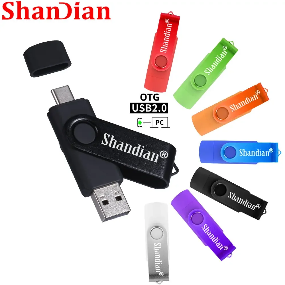 Multifunctional 2 IN 1 TYPE-C Pen Drive 16GB The Flash Drives Real Capacity Memory Stick Mobile Phone Support U Disk 64GB