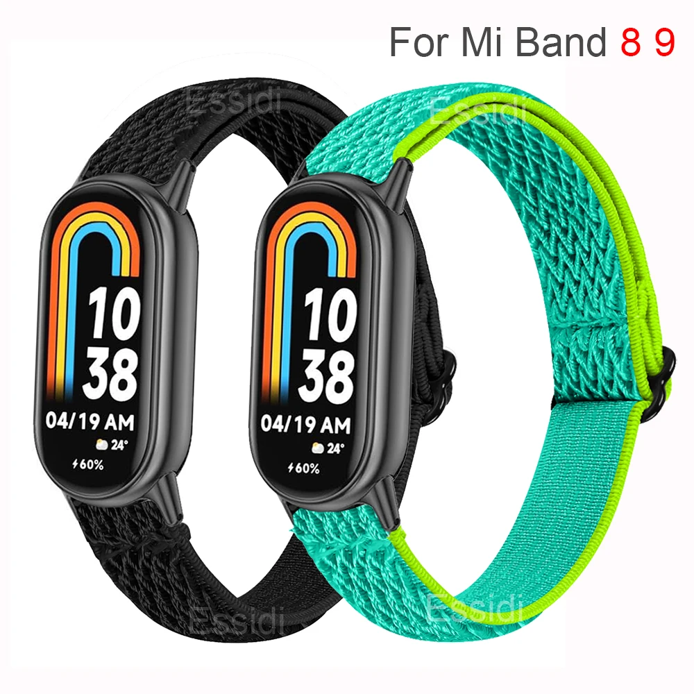 Xiaomi Mi Band 8用の男性と女性用の弾性ブレスレット,Xiaomi Mi Band 8用の編組スポーツブレスレット,シリコンブレスレット