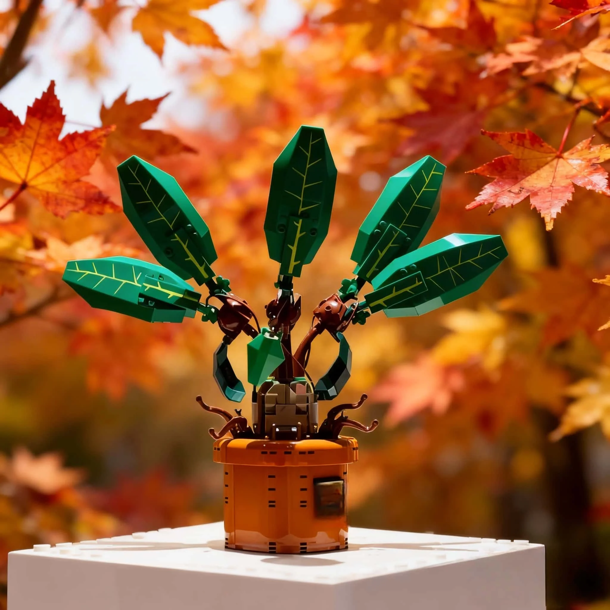 

MOC2026 new home decoration 579PCS building interesting cute green plant flower pot model brick assembly toy creative adult gift