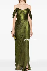Customized Dresses For Prom A-Line Off-The-Shoulder Neckline Floor-Length Ruffle Luxury Evening Dresses Short Sleeves Zipper Up