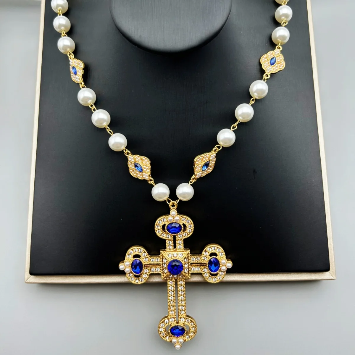 Cross Pendant Necklace with pearl Female Silver 925 and steel Jewelry For Women Fashion girls