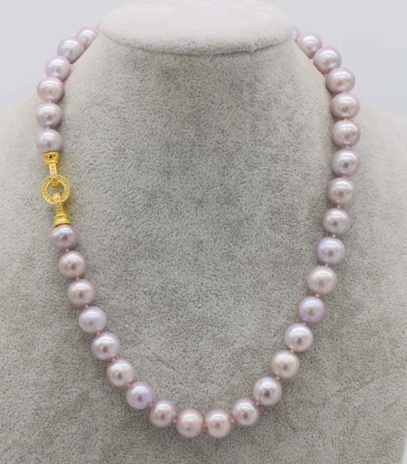 

WOW! freshwater pearl AA purple near round 9-10mm necklace 18inch nature FPPJ wholesale