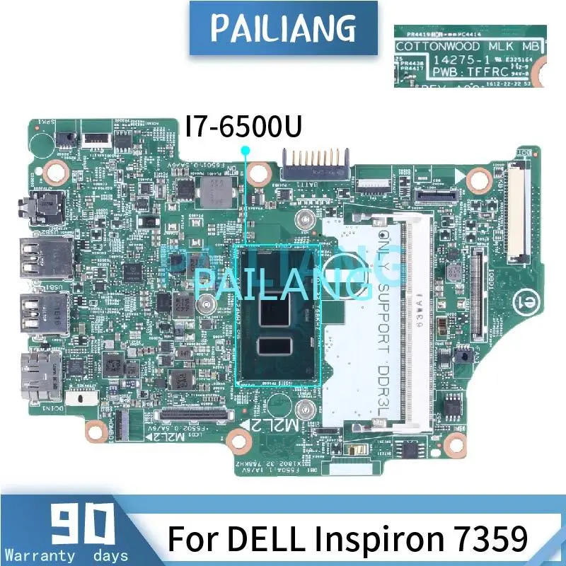 

I7-6500U For DELL Inspiron 7359 7353 7568 Laptop Motherboard 14275-1 CN-0H8C9M 0H8C9M H8C9M SR2EZ DDR3 Notebook Mainboard Tested