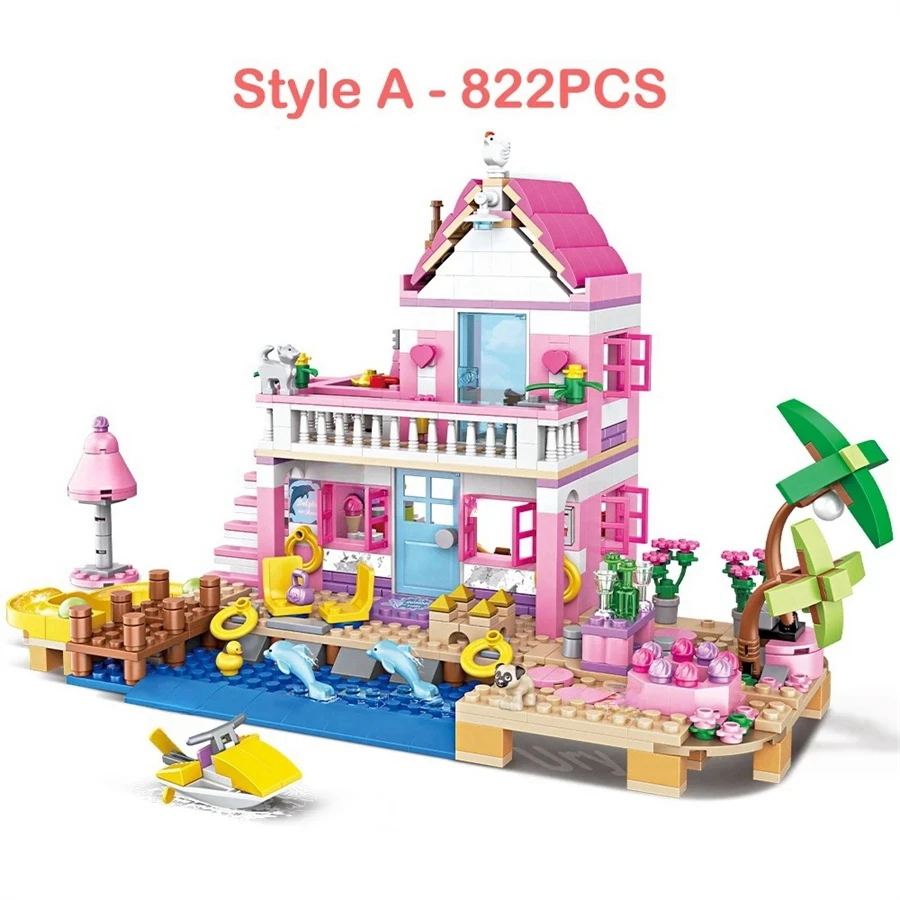 822Pcs Strand Villa Bausteine Wandelbare Haus Modell Kreative Gebäude Pädagogisches STEM Spielzeug Geburtstag Geschenk Für Mädchen – Detail 4