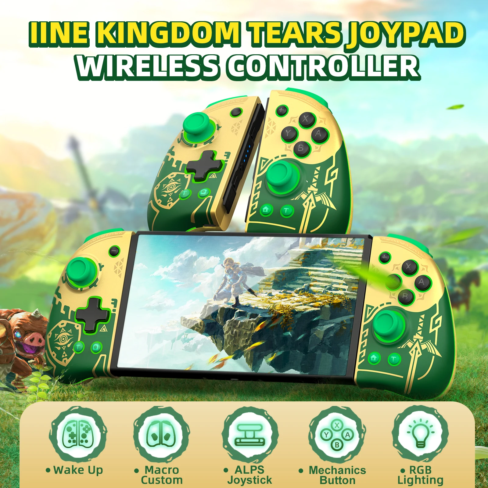 IINE Golden-Green Neptune Joypad ALPS Stick Mechanics button