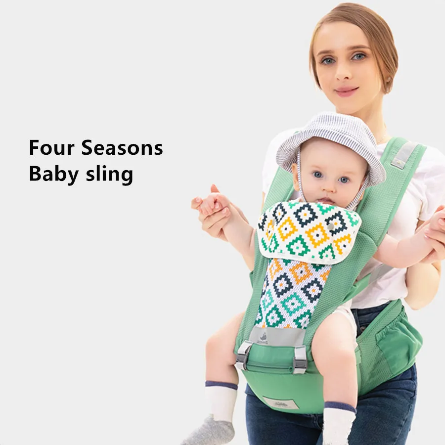 

Ergonomic Baby Waist Stool 2-in-1 Front Kangaroo Style for Baby Carriers Comfortable Soft Fabric Adjustable Size for Growing