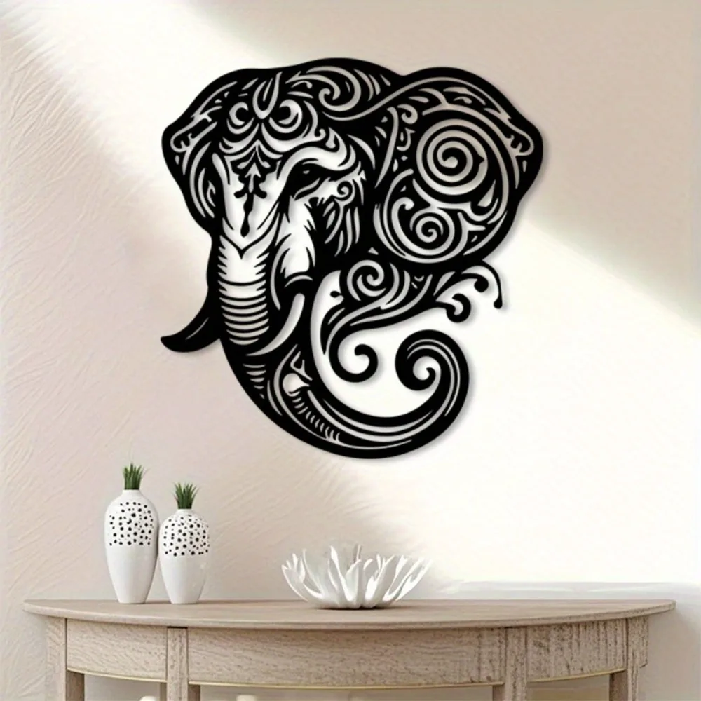 CIFBUY Metal Elephant Wall Art Iron Hook for Hats Keys Vintage Waterproof Decor for Patio Living Room Office Indoor Outdoor Use