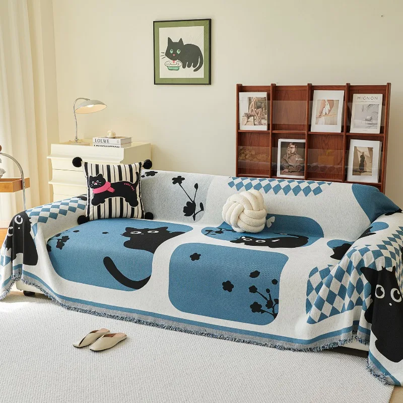 Sofa Cover Cartoon Chenille All Seasons Universal One Piece Anti Scratch Couch Slipcover Pet Cat Proof Home Textile