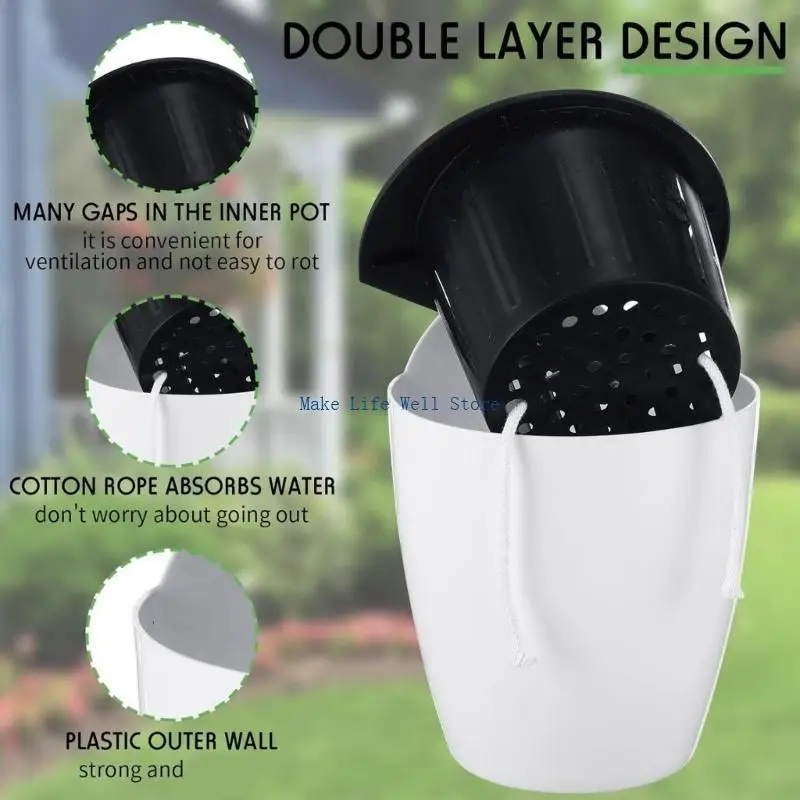 

Hanging Wall Planter Flower Pot With Watering System For Indoor Outdoor Home Use