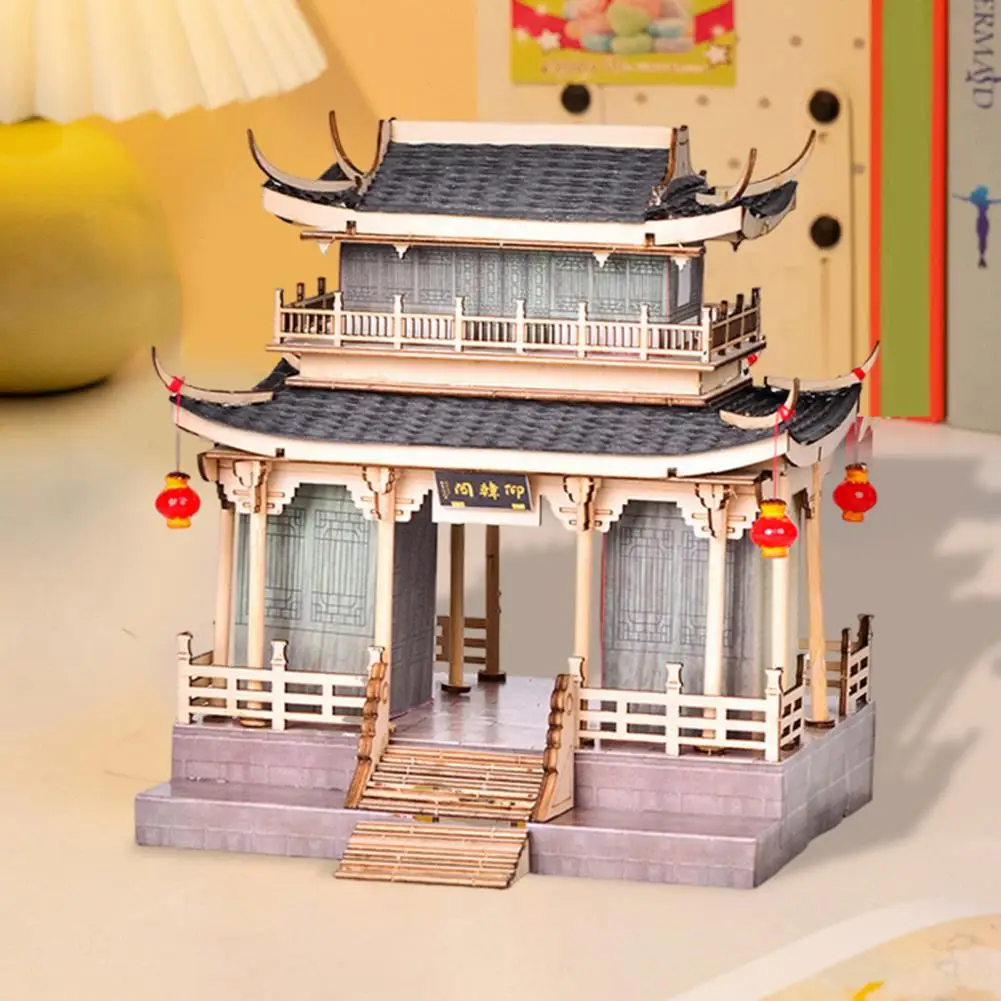 

Assembled Chinese Architecture Toy 3d Building Model Kit Chines Style Wooden 3d Puzzle Building Model Kit for Kids Adults