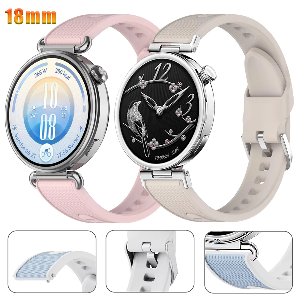 18mm Official Two Tone Silicone Strap for Huawei Watch GT7-6-5-4 41mm 6/5 GT5 Pro 42mm Bracelet For Xiaomi Watch S5 S4 41mm Band
