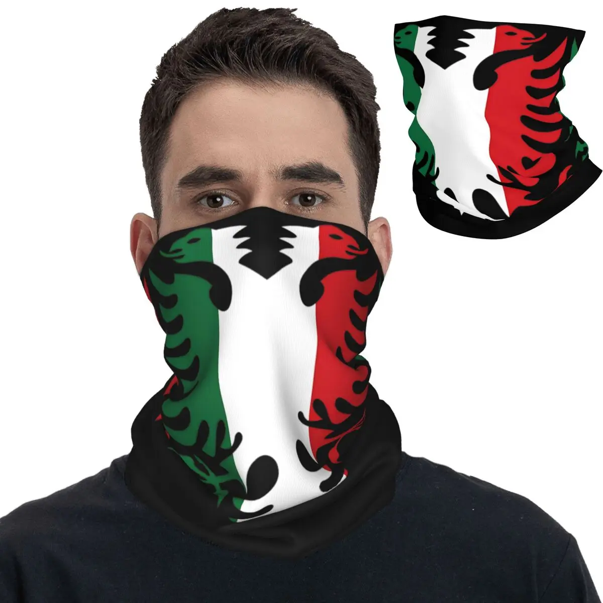 Italy Albania Flag Bandana Neck Gaiter Printed Kosovo Albanians Mask Scarf Warm Balaclava Running Unisex Adult Breathable