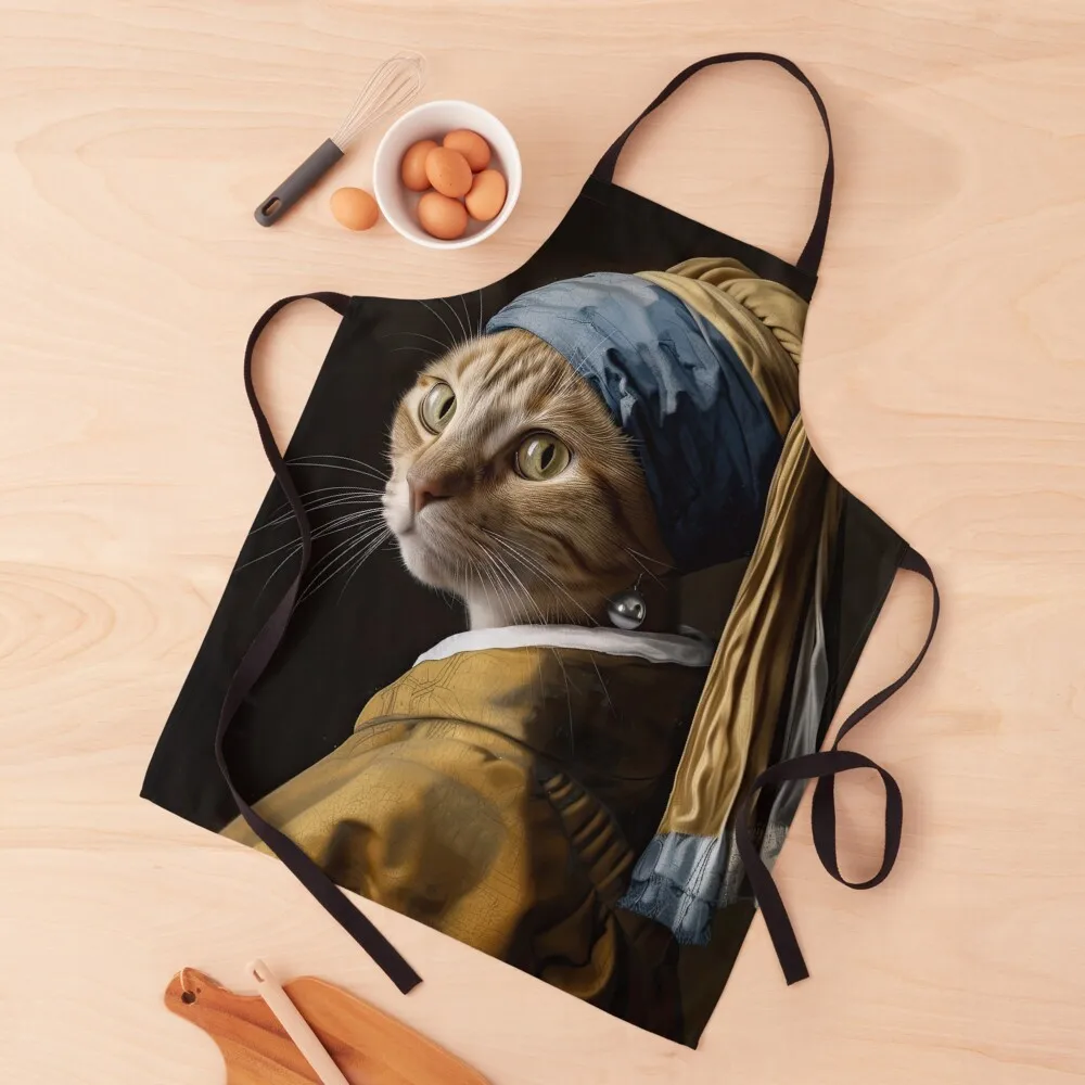 Cat With a Pearl Earring Apron