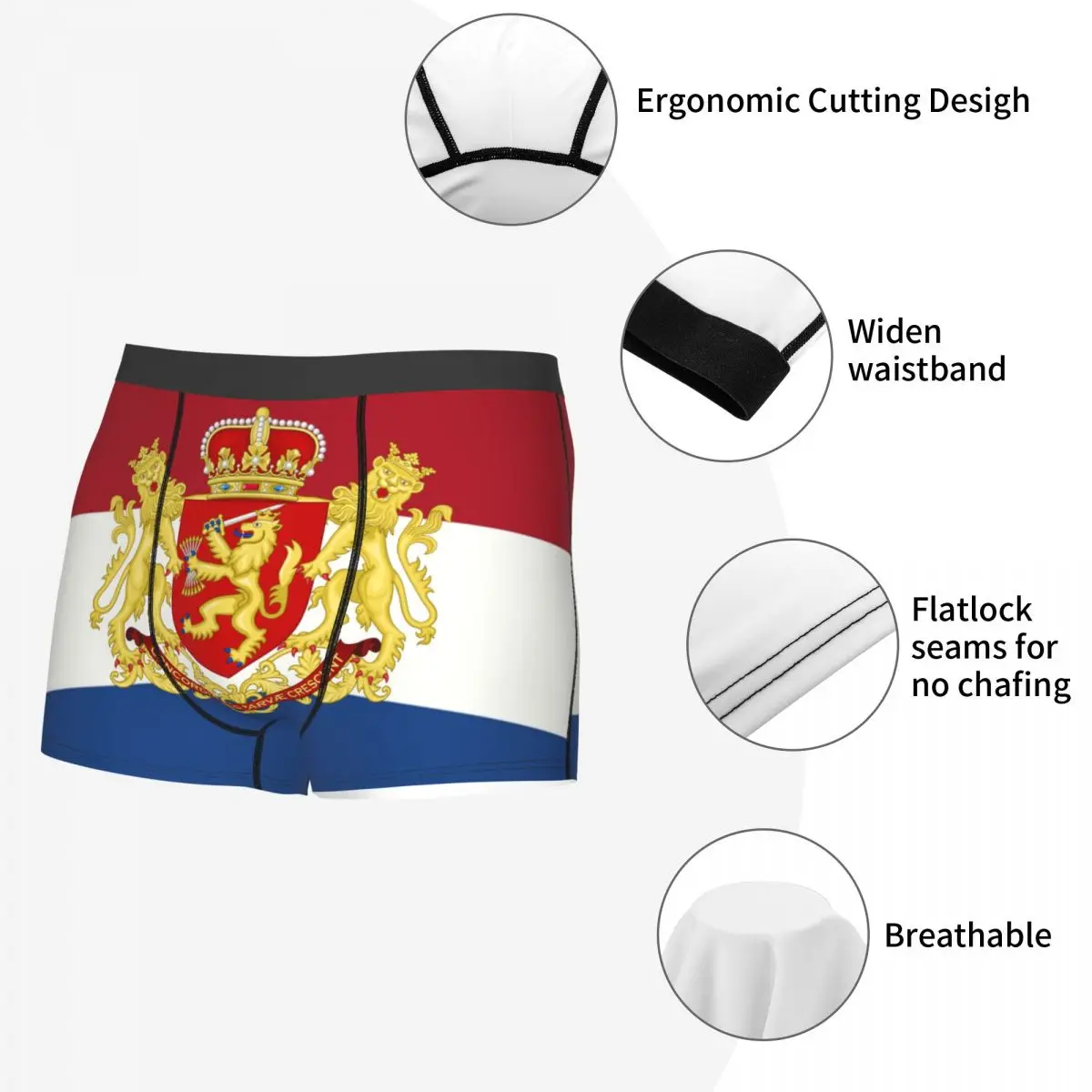 Custom Coat Of Arms Of Netherlands Underwear Men Stretch Dutch Flag Boxer Briefs Shorts Panties Soft Underpants For Homme