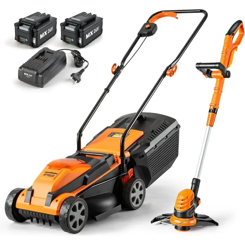 

24V Max 13-inch Lawn Mower and Grass Trimmer 10-inch Combo with 2x4.0Ah Batteries and Charger