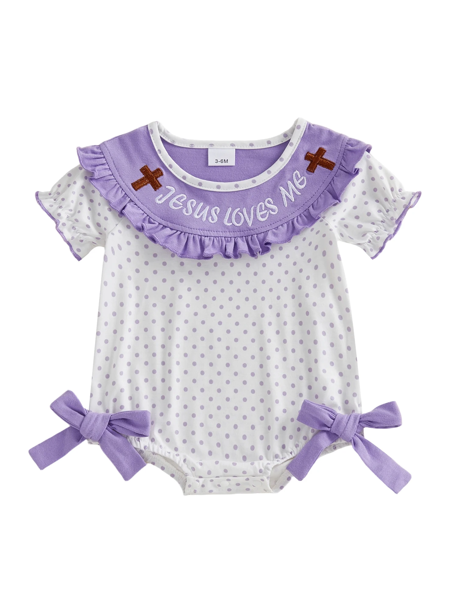 

Adorable Toddler Girls Floral Print Ruffle Sleeve Romper Sweet Bowknot Detail Crew Neck Jumpsuit for Summer