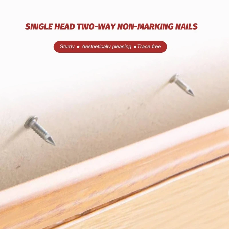 Double Head Nails Seamless Nails Skirting Thread Seamless Nail Without Marks Metal Rust-Proof Nails Wood No Trace Fixator