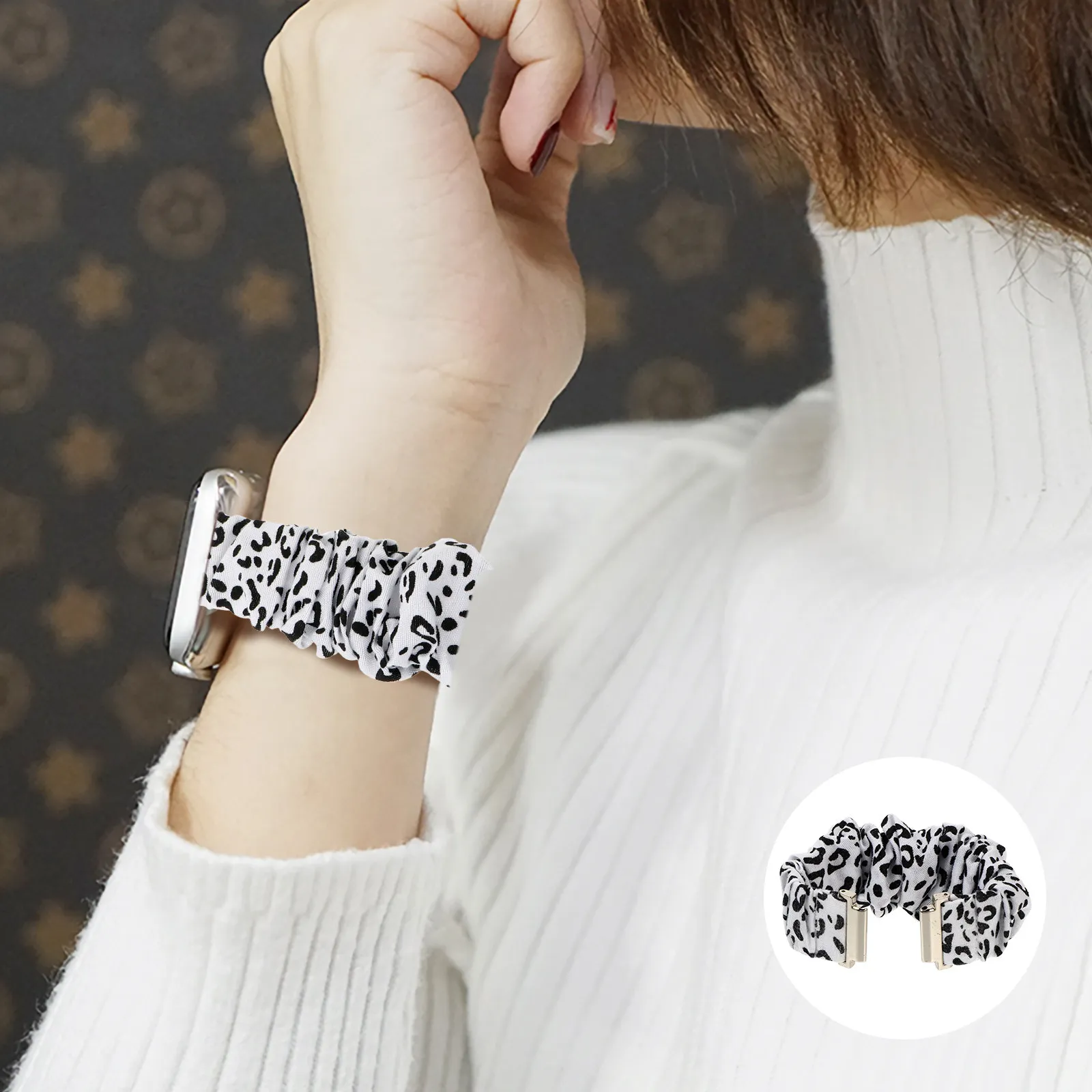 Premium Leopard Print Scrunchie Watch Band Elastic Comfort Fit for Most Wrist Sizes Unisex Fashionable Chic Daily Sports