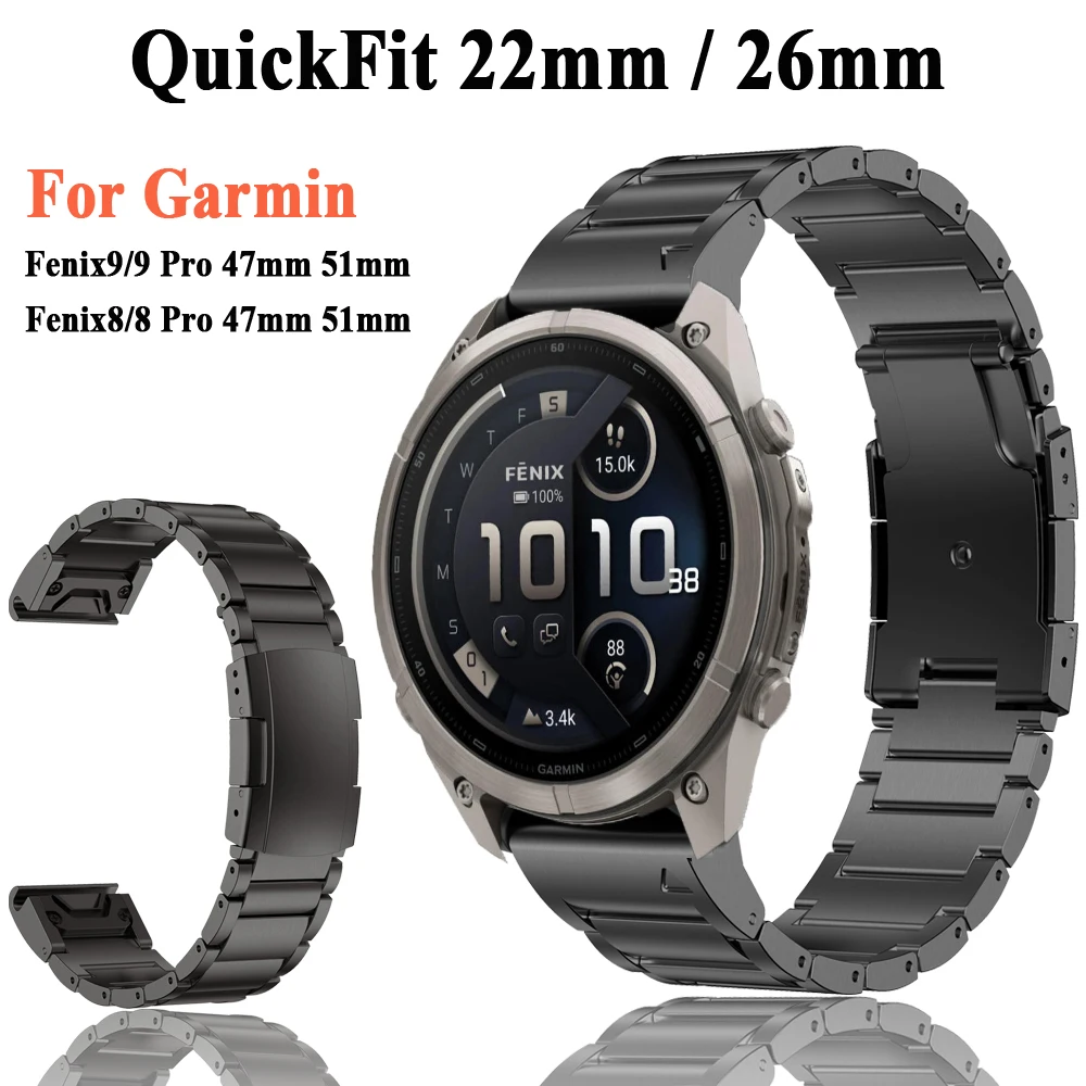 Titanium Alloy 26mm 22mm Fenix9 Watch Strap For Garmin Fenix 9/8 Pro 47mm 51mm 7X 6X 6 Pro 5X Epix 2 Quickfit Wristband Bracelet