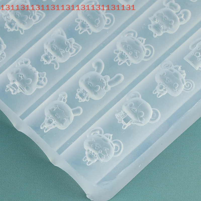 Moldes de silicone para arte em unhas, relevo 3d, desenho animado, animal, coelho, gato, cachorro, design, faça você mesmo, decorações de arte em unhas, modelo de manicure transparente