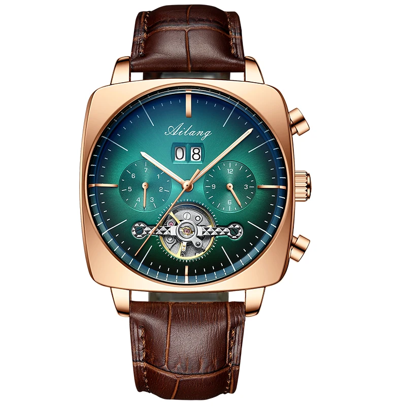 2022AILANG famous brand watch montre automatique luxe chronograph Square Large Dial Watch Hollow Waterproof mens fashion watches