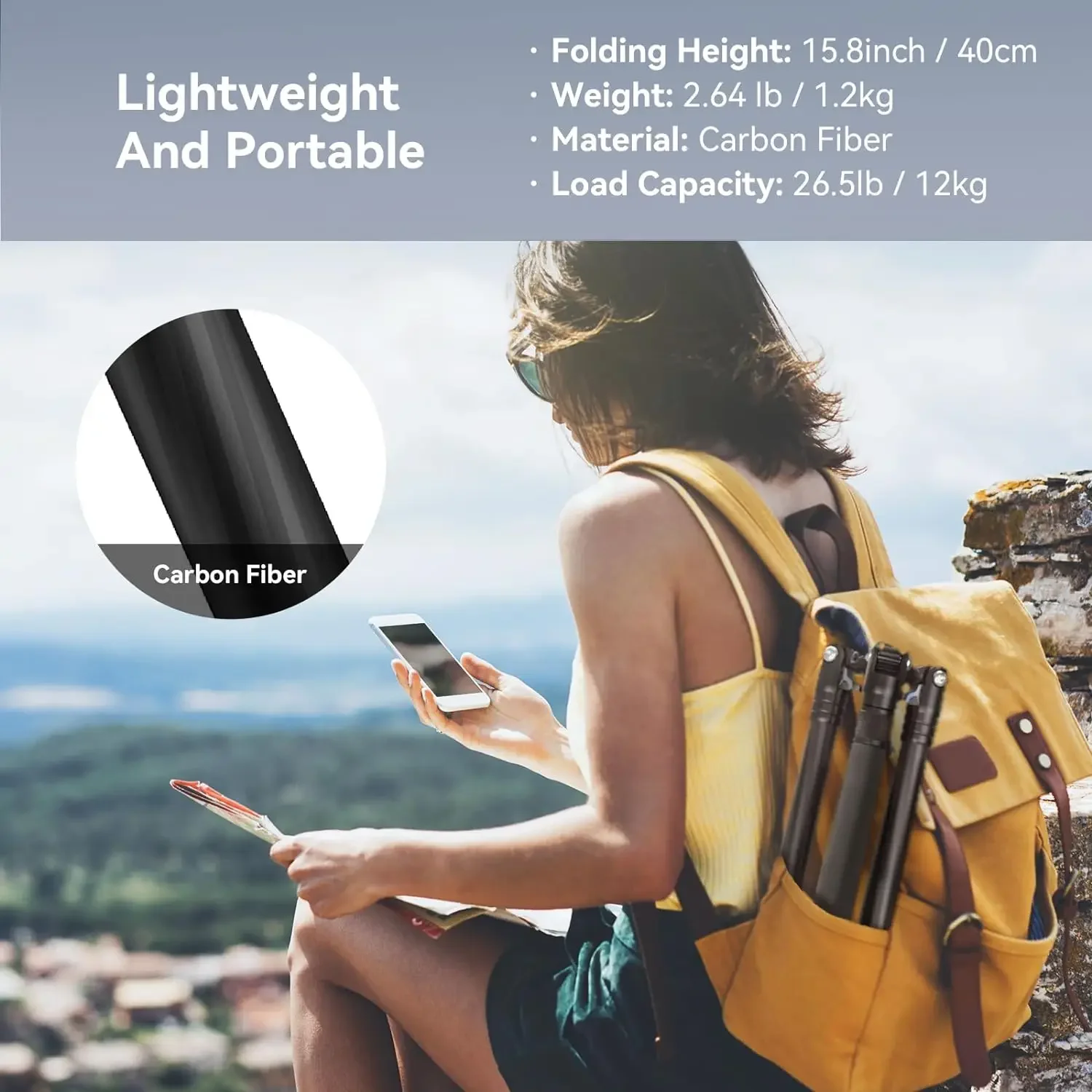 

New SmallRig Upgraded 62.2" Carbon Fiber Tripod Monopod With Center Column - 4059