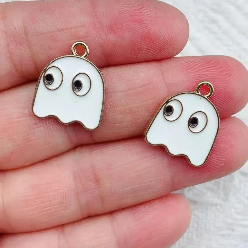 10pcs Enamel Cartoon Halloween Cute Ghost Charm Pendant For DIY Drop Earrings Necklace Bracelet Jewelry Making wholesale