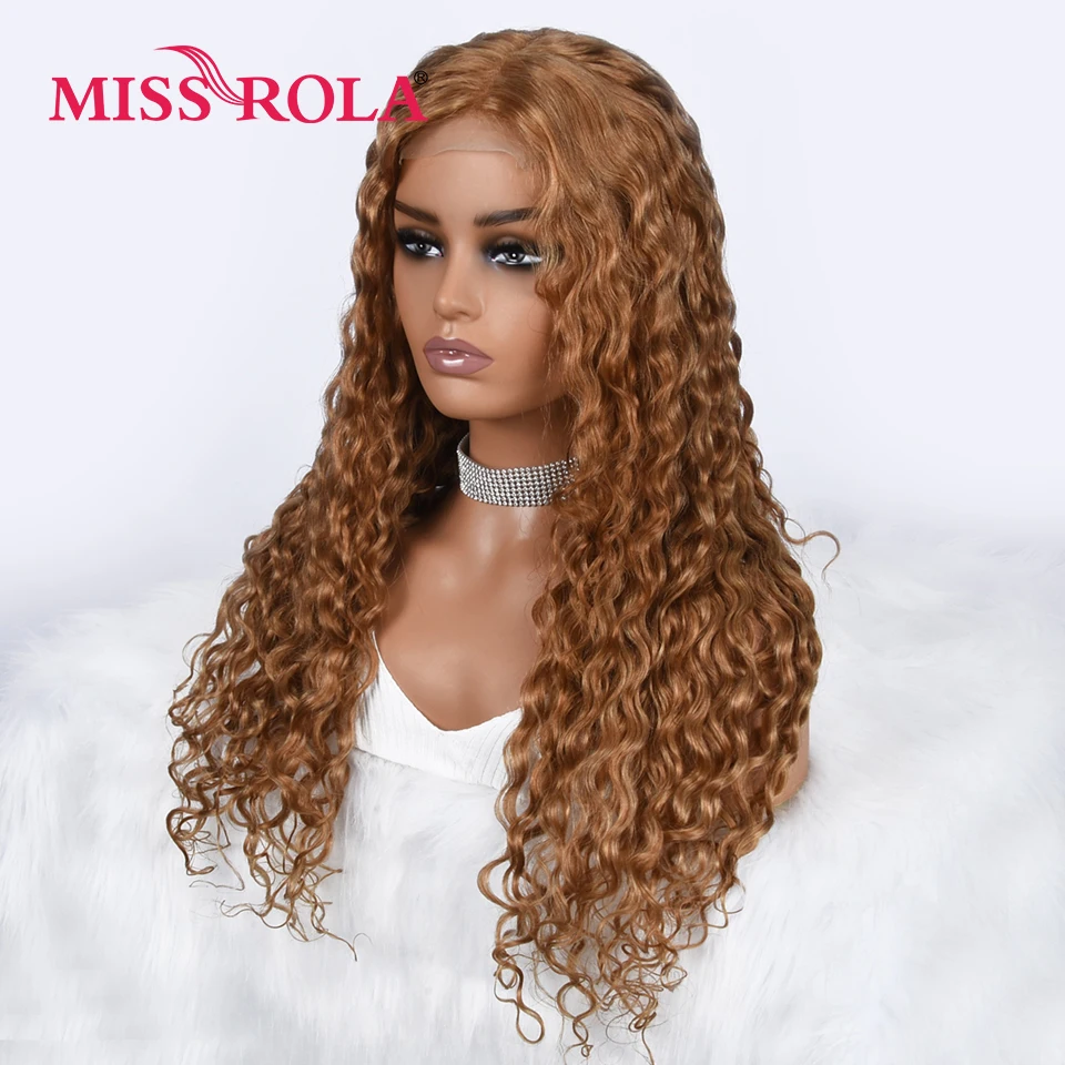 Miss Rola Water Wave 4X4 Kant Sluiting Menselijk Haar Pruiken 180% Dichtheid Pre Geplukt Baby Haar Braziliaanse Remy Water Krullend Haar