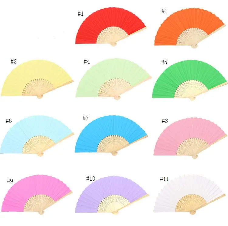 100pcs 21cm Wedding 8 color Paper Hand Fan Wedding Party Party Decoration Promotion Favor Gift Colors ni218