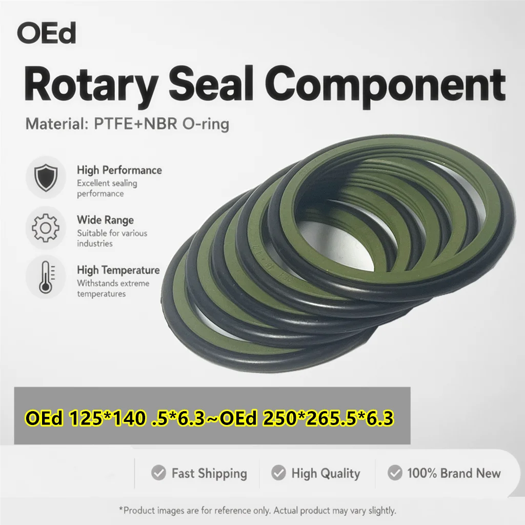 OEd Rotating Seal Component PTFE+NBR O-ring Rotation Swing Piston Sealing Ring Thickness: 6.3mm Inner diameter:125~250mm