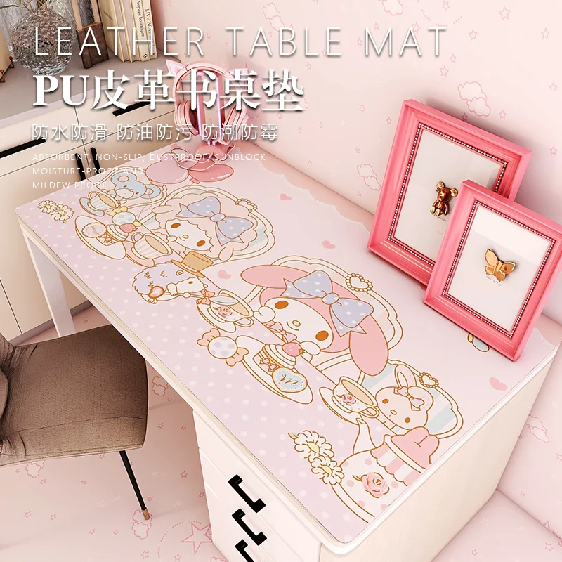 Sweet My Melody Anime Kawaii Sanrio Ins Leather Table Mat Cute Cartoon Student Waterproof Desk Cover Lovely Gifts for Kids