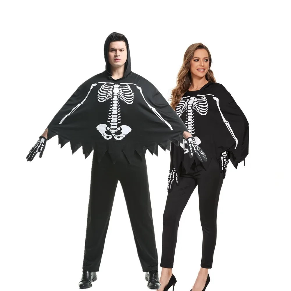 Halloween Stage Performance Scary Zombie Skeleton Vampire Couple Costume Mexican Day Of The Dead Skull Disguise Cosplay Dress