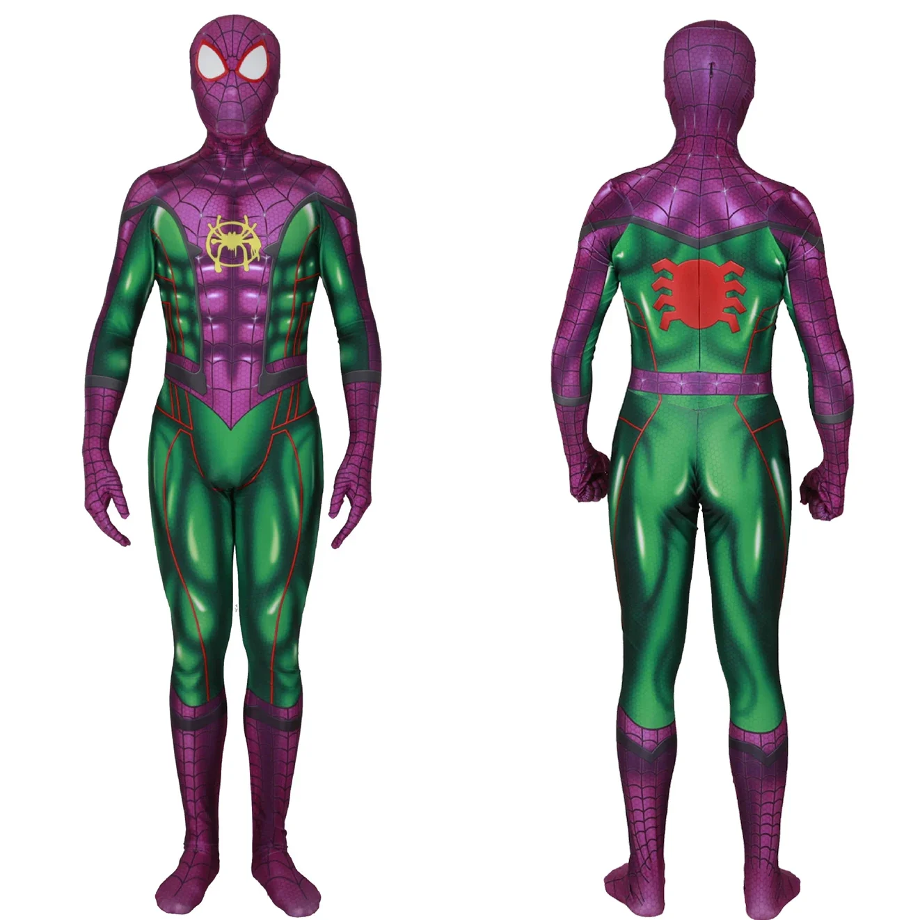 Green Joker Spiderman Cosplay Superhero Spandex Zentai BodySuits Joker Spider Boys Costume Outfit Halloween Costume Adult