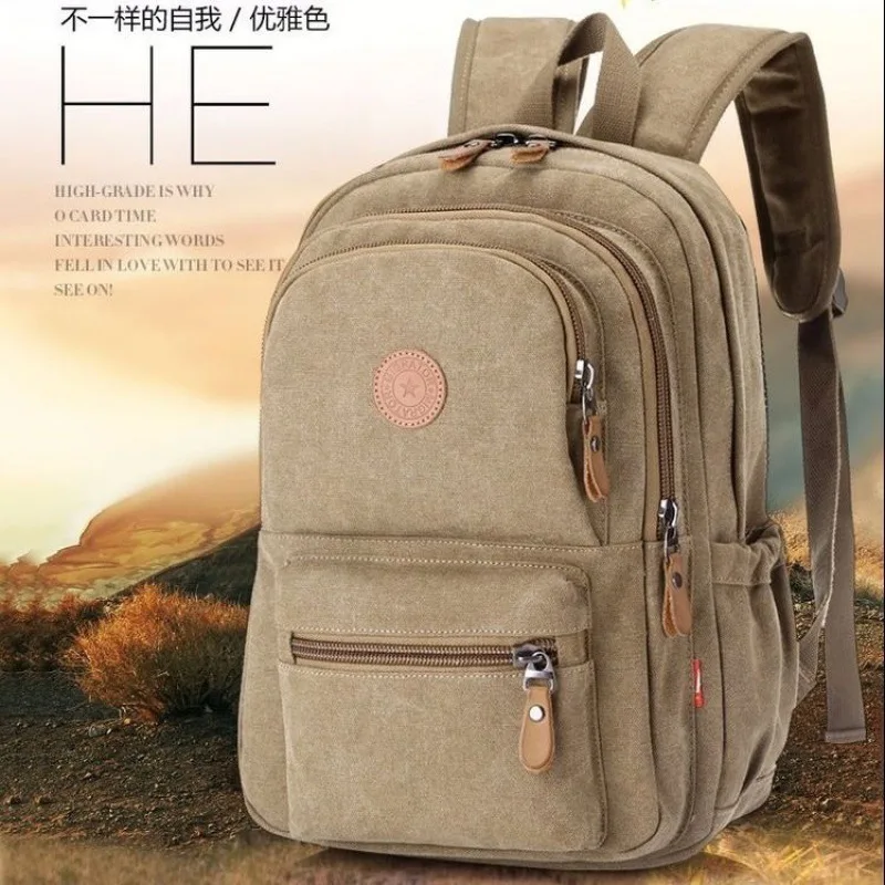 

Korean Version Trendy Backpack Casual Canvas Backpack Unisex Travel Computer School Bag Large Capacity Retro Student Backpack